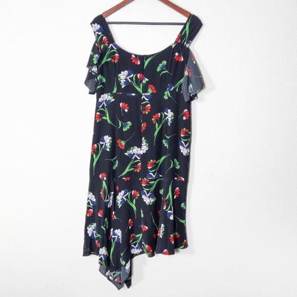 Nanette Lepore Women’s Dress Sz 8 Garden Glow Romantic Dark Floral Flutter Mini - Picture 2 of 8